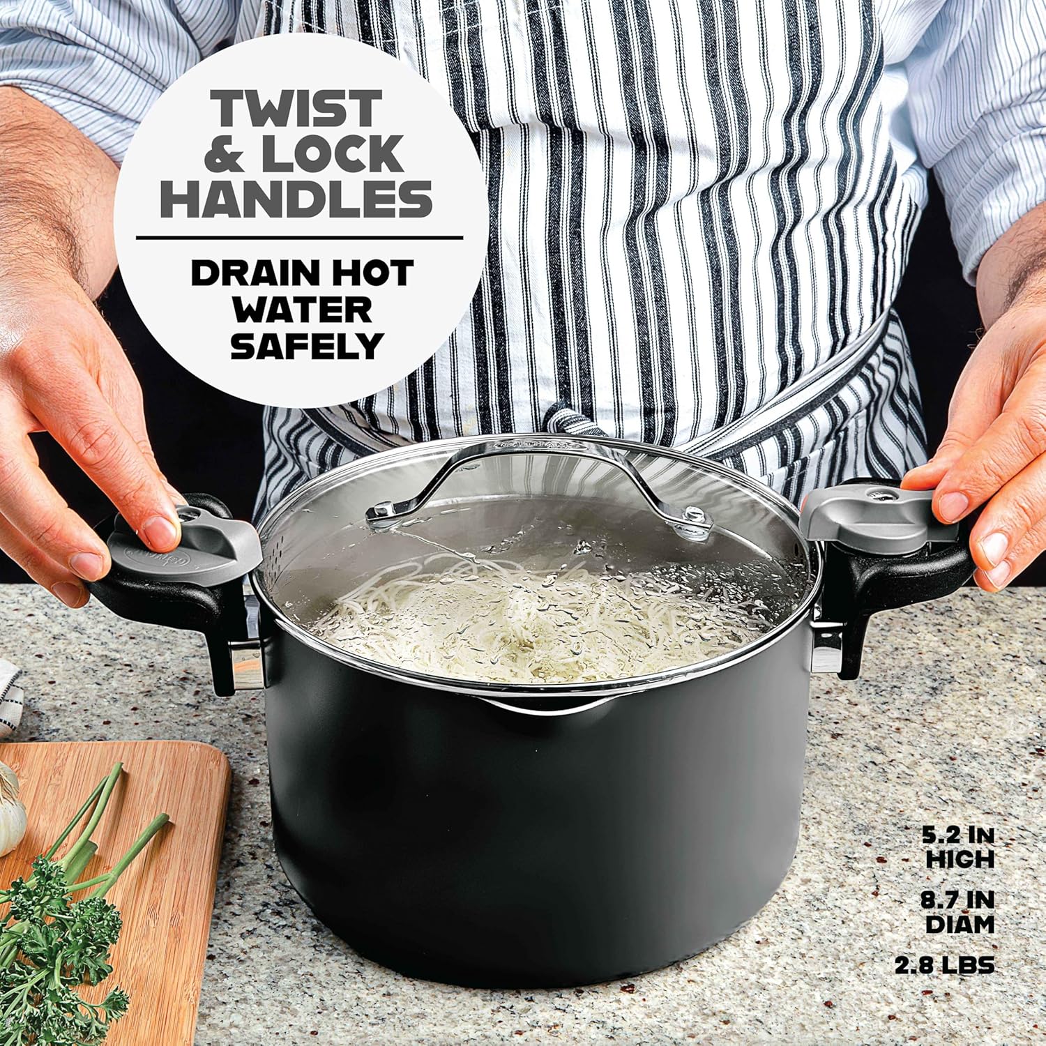 Gotham Steel 5-Qt Non-Stick Pasta Pot with Strainer Lid photo 2