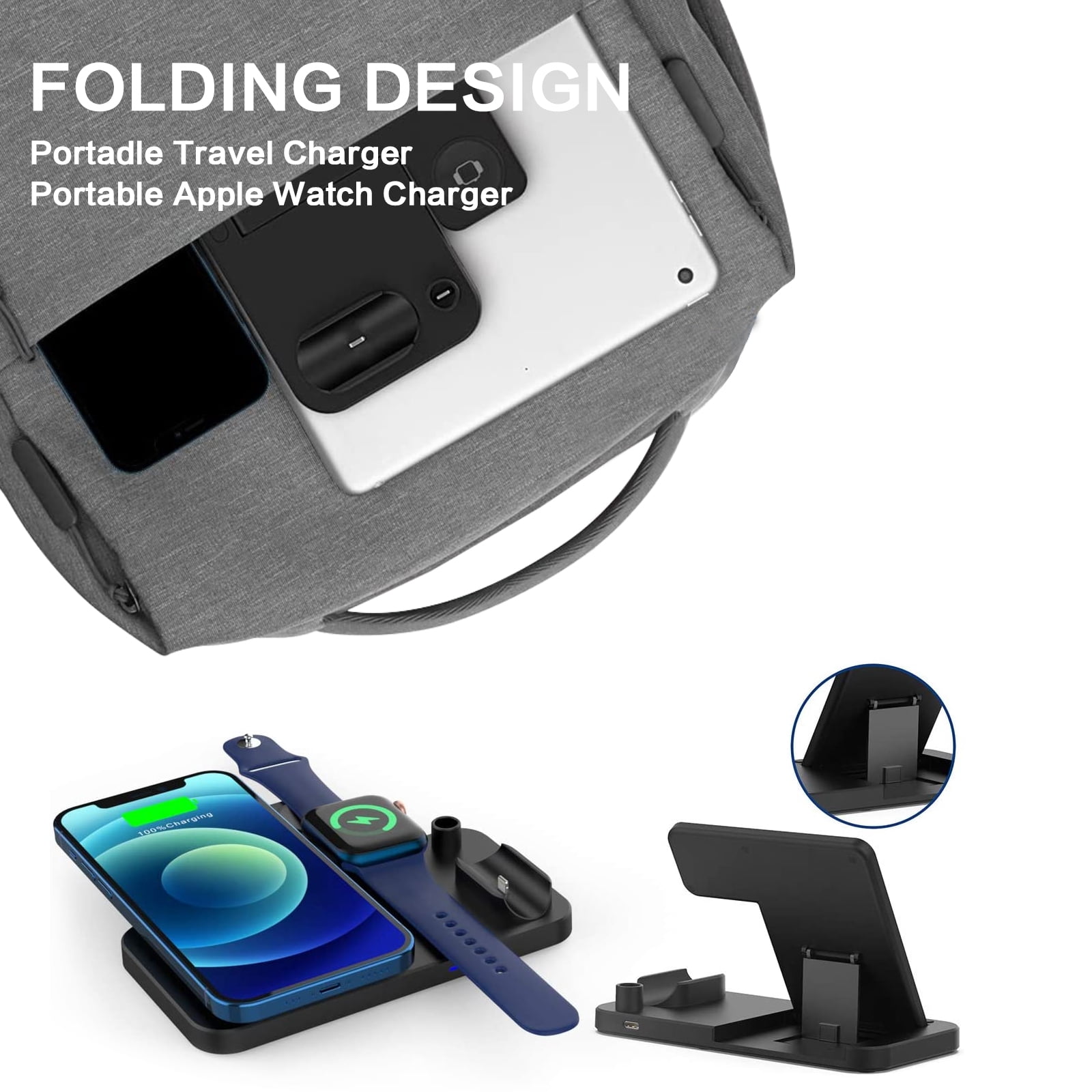 Wireless Charging Station for Apple Products, 4 in 1 Apple Watch Charger with Qi-Certified 15W Charging Dock for Multiple Devices, iPhone Charging Station Compatible with Apple Watch& Airpod & Pencil