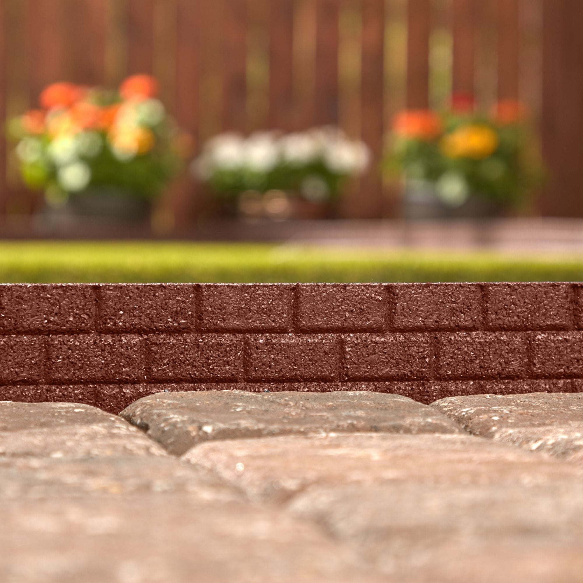 GroundSmart Brickface Landscape Edging, 4' Red Rubber Garden Edging Border, 48 pack