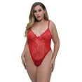 thumbnail image 2 of Women Floral Embroidery See Through Comfortable Bodysuit Plus Size, 2 of 5