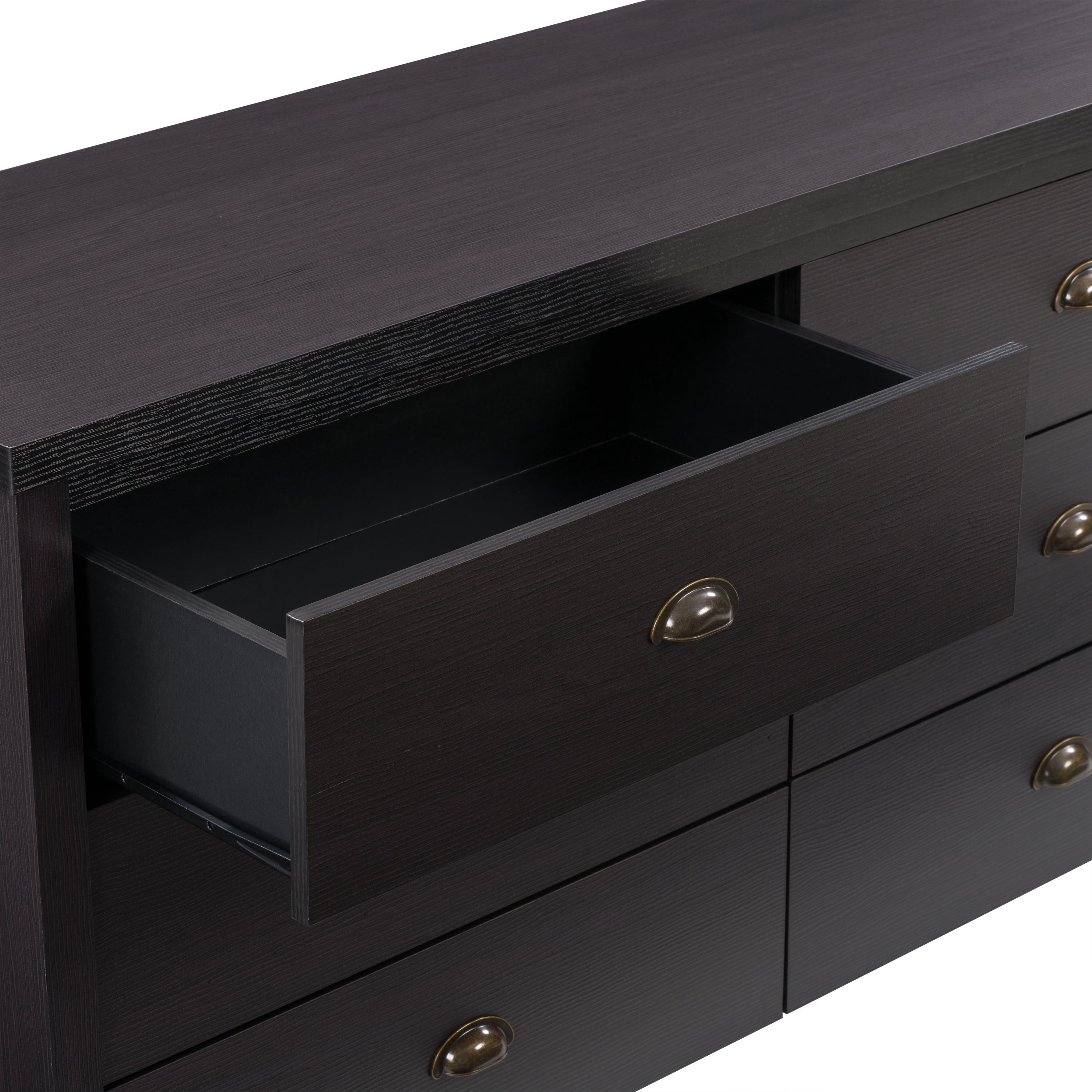 Commode CorLiving Boston moderne en bois d'ingénierie, 6 tiroirs larges pour adulte avec tiroirs emboîtables, noire