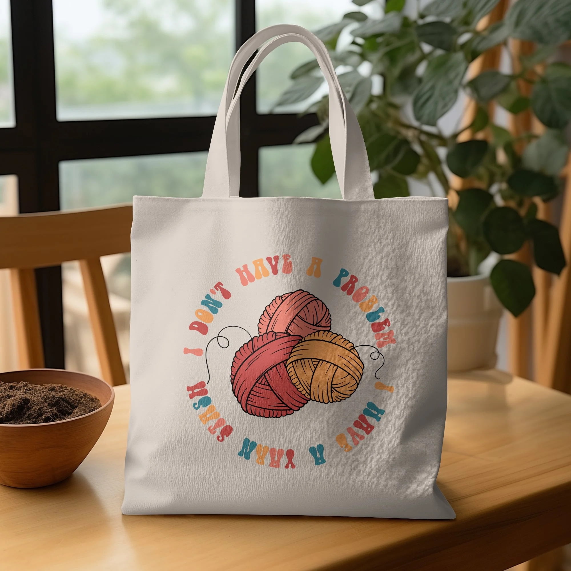 Crocheter Knitter Gift, Crocheting Knitting Yarn Tote Bag, Project Bag