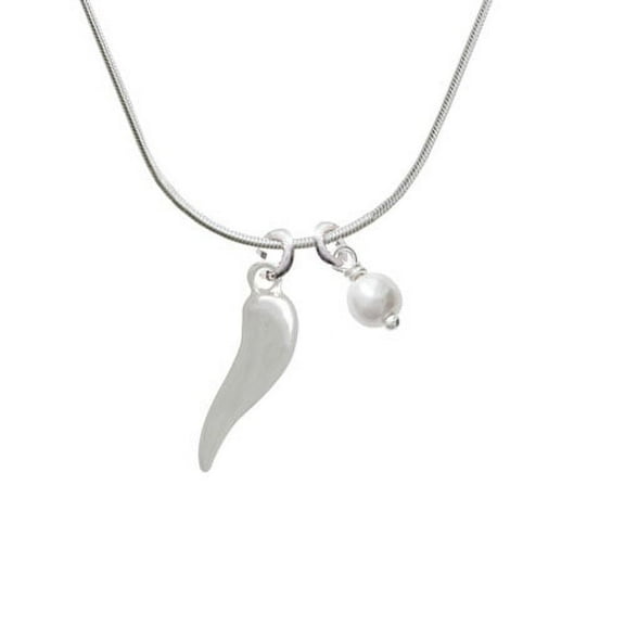 Good Luck Italian Horn - Imitation Pearl Bicone Crystal Necklace