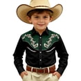 thumbnail image 3 of Boys T Shirts Long Sleeve Western Print Shirt Casual Cowboy Button Up Top Boys' Tops Black 12-13 Years, 3 of 5