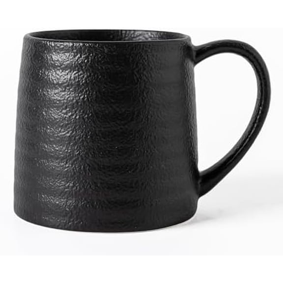 Ceramic Coffee mugs, 21 oz, Extra Large Mugs, Big Tea Cups, Large Handle, Pottery Mugs, Big Belly, Transmutation Glaze，Wide Bottom, stripe pattern, Microwave and Dishwasher Safe. (Black)