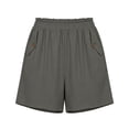 thumbnail image 6 of Sport Shorts Women Striped New Summer Loose Shorts for Women Fashion Ruffle Elastic Waist Casual Shorts with Pocket Wide Leg Daily Versatile Shorts Gray XXL, 6 of 7