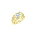 thumbnail image 4 of RYLOS Men's Rings Yellow Gold Plated Silver Cabochone Gemstone & Diamond Designer Aquamarine Rings For Men Size 12, 4 of 6