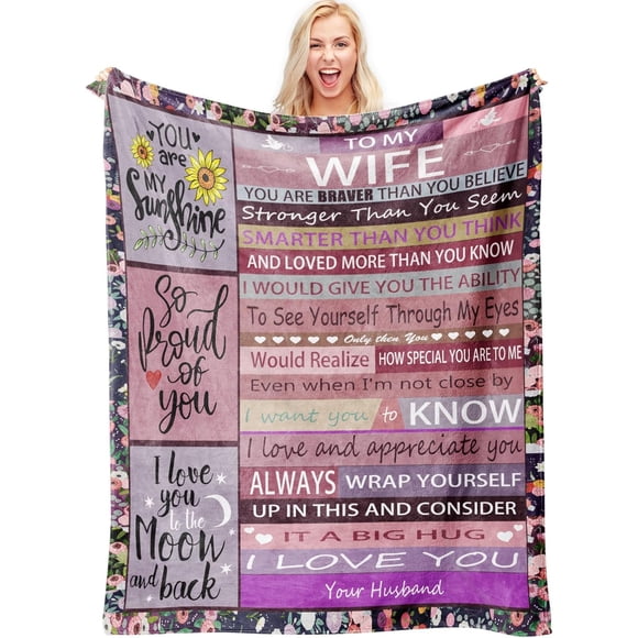 LHSHID Wife Gifts Blanket Gifts for Wife Christmas Wife Birthday Gifts from Husband Mother‘s Day Gifts for Wife Throw Blanket Present 30"x40"