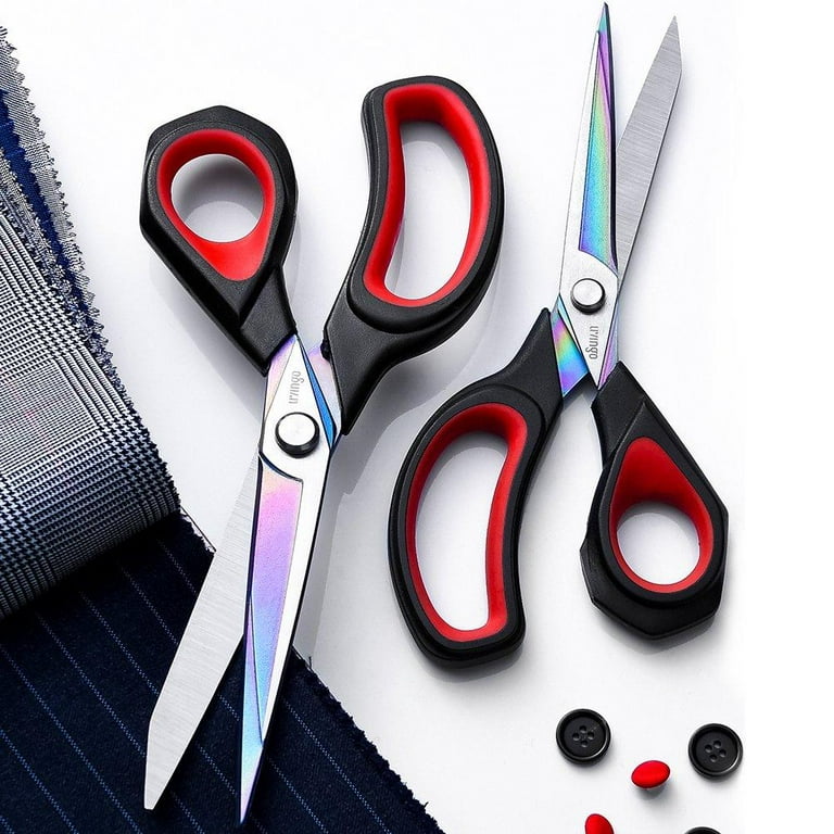 QMVESS Premium Fabric Scissors 9.5 Inch Heavy Duty Scissors All Purpose  Titanium Coating Forged Stainless Steel Sewing Scissors, Ergonomic Comfort