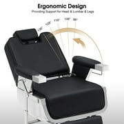 BarberPub Heavy Duty Vintage Barber Chair Hydraulic Recline Salon Beauty Styling Chair, Black