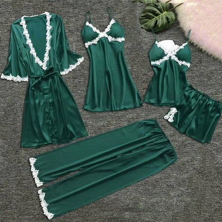 

Women Lace Lingerie Nightwear Underwear Sleepwear Dress 5PC Suit