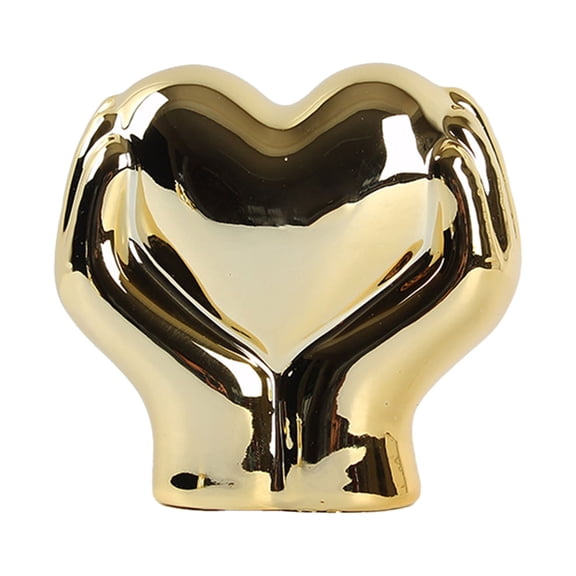 ABODELINE Small Ceramic Heart Hands Sculpture Decor for Living Room Bedroom Bookshelf Coffe Table & Office Display, Modern Aesthetic Home Decor, Unique Gift for Wedding Mother's Day Birthday(Gold)