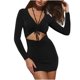 thumbnail image 1 of Mujeres Sexy Sólido Manga Larga Halter Cordón Vendaje Nalgas Vestido Fridja  nbo277, 1 of 6