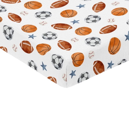 Sweet Jojo Designs Watercolor Sports Theme Boy 100% Cotton Muslin Fitted Crib Sheet