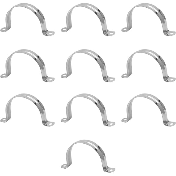 10PCS M60 Pipe Strap Clamp, 2 Hole Strap U Bracket Stainless Steel, U-Tube Clamp Rigid Pipe Strap Hanger Tube Strap Tension Clipsfor Rubber Hoses, Plastic Steel Pipes, Gas Pipes