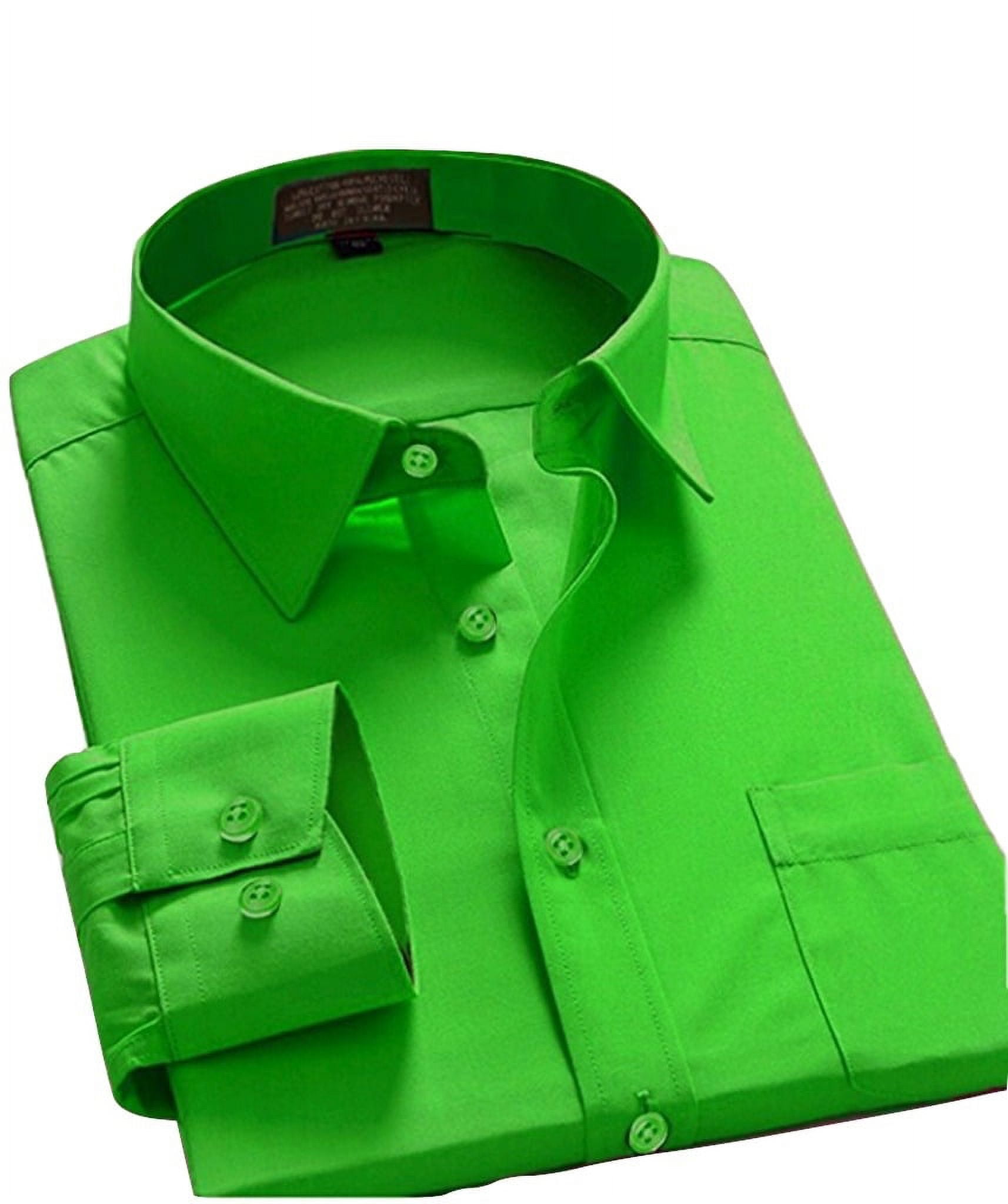 mens neon green dress shirt Men Regular Fit Oxford Solid Color Smock