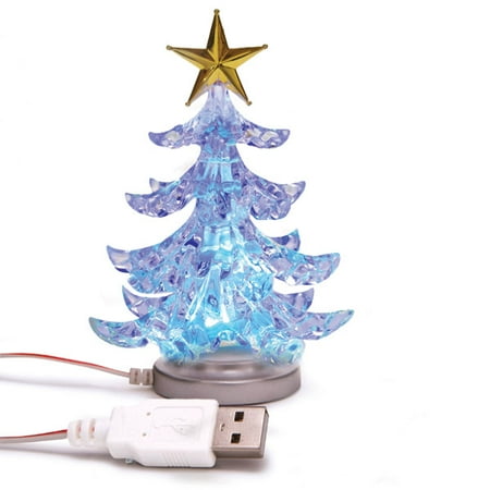 Color Changing Usb Powered Miniature Christmas Tree W Leds