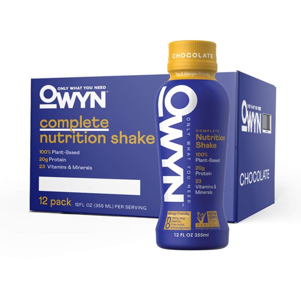 OWYN, Vegan Meal Replacement Shake, Chocolate,12 Fl Oz (Pack of 12