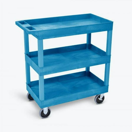 Luxor 18" x 32" Three Shelf Heavy Duty Tub Utility Cart - Blue