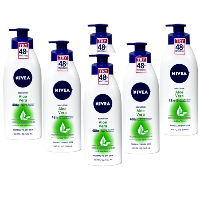 Loción NIVEA Aloe Vera 48 horas, 500 ml (paquete de 6) para piel normal a seca