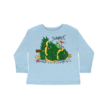 

Inktastic Tiny Dinosaur Destroying Christmas Tree Gift Toddler Boy or Toddler Girl Long Sleeve T-Shirt