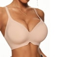thumbnail image 4 of Women's Seamless Support Sports Bra, Adjustable and Full-Coverage Bralettes Soft T-Shirt Bra Without Steel Rings Beige XL, 4 of 7