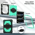 thumbnail image 4 of ELEHOLD Rugged Hybrid Case For iPad Pro 13 2024, with Built-in Kickstand 360° Rotating Handstrap Pencil Holder Crossbody Shoulder Strap Shockproof Heavy Duty Case, Black+Mint, 4 of 10