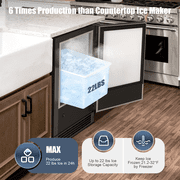 OUTBID Under Counter Ice Maker Machine, 22 LBS/24H Drainless Ice Maker Crescent for Residential or Commercial, Freestanding Cabinets Ice Makers Perfect for Home, Office & RV, ETL Approved