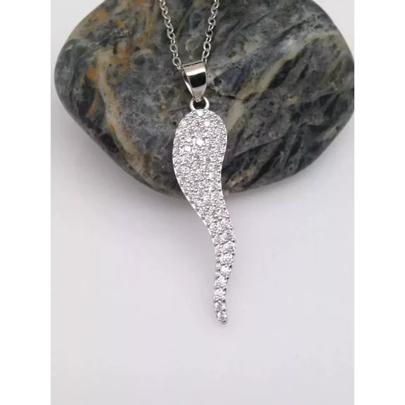 1 CT Lab Created Diamond Women's 'Italian Horn' Pendant 14k White gold plated