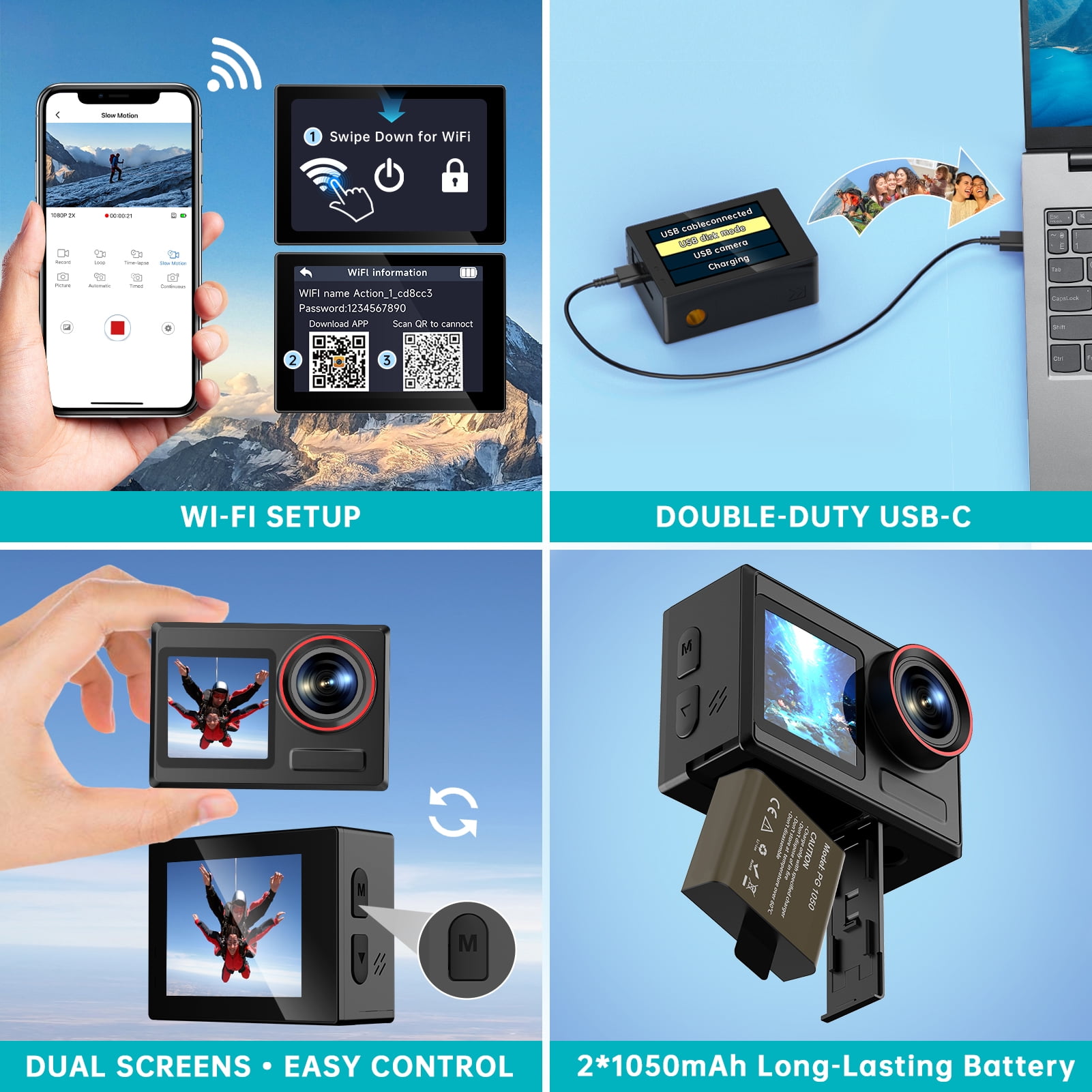 30▢ULTRAMANtheAnimation IY0813-3 Action Camera 4K 60FPS 30MP with Front LCD and Rear