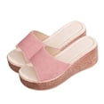 thumbnail image 4 of Wensltd Wedge Sandals for Women Wide Width Casual Round Toe Open Toe Breathable Comfortable Summer Sandals Pink, 4 of 7
