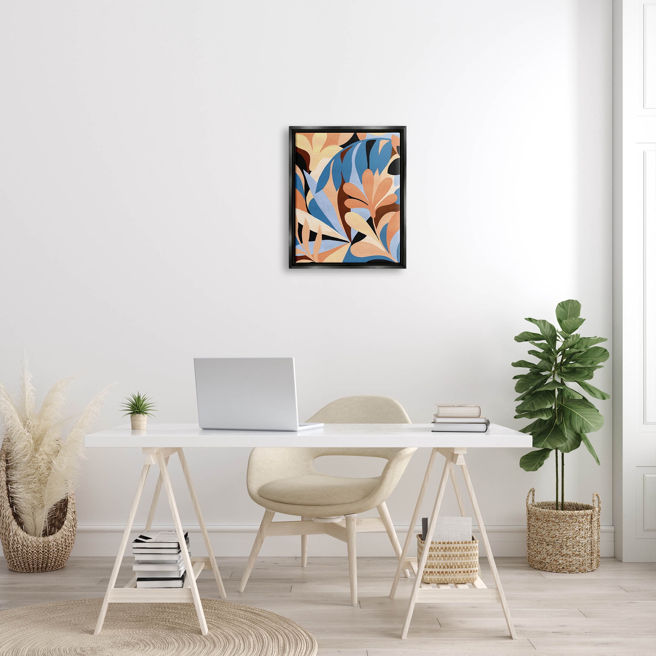 Abstract Overlapping Botanical Forms Botanical & Floral Graphic Art Jet Black Framed Art Print Wall Art
