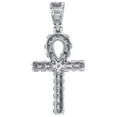 thumbnail image 3 of Mens Genuine Diamond Ankh Cross Pendant 1.25" White Sterling Silver Charm 1/7 CT, 3 of 6