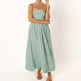 thumbnail image 2 of Women Striped Sleeveless Maxi Dress Swing Cutout Midi Dress Backless Smocked Spaghetti Strap Boho Flowy Long, 2 of 6