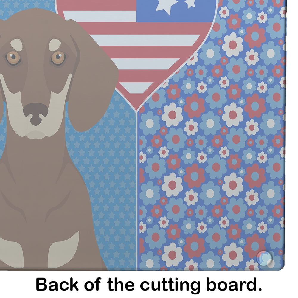 Chocolate and Cream Dachshund Glass Cutting Board Large 12 in x 15 in