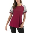 thumbnail image 6 of ALING Round Neck T-Shirts For Women Short Sleeve T-Shirts Summer Tops Casual Loose Fit Basic Shirts Tunics Crewneck Top Tee,Size Up To 3XL, 6 of 7