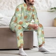 thumbnail image 7 of Fuzoiu Tropical Flowers Print Men's Long-Sleeved Pajama,Lounge Button Down Nightwear,Mens Notch Collar Pajama Set -X-Large, 7 of 7