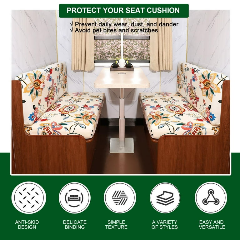 RV Dinette Cushion Covers Printed Elastic Camper Cushion Slipcover