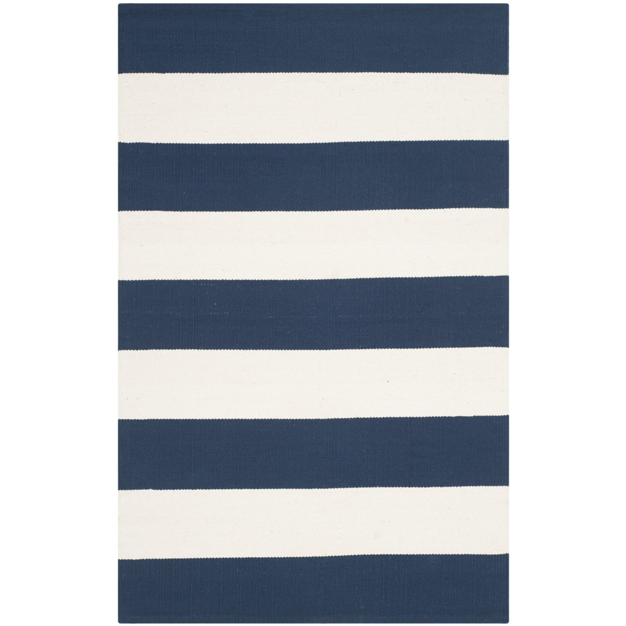 SAFAVIEH Montauk Saranna Geometric Cotton Area Rug, Navy/Ivory, 5' x 5' Square