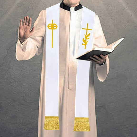 freneci Priest Stole for Men Women Embroidery Clergy Stole for Church Party Supplies