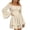 Beige, variant on Womens Gothic Dress Witch Costume Pirate Wench Flare Sleeve Square Neck Asymmetrical Tiered Skater Dress for Halloween Party Cosplay, Beige, L