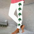 thumbnail image 2 of DDAPJ pyju St. Patrick's Day Leggings for Women Trendy Shamrock Print High Waisted Stretch Legging Stretchy Workout Yoga Pants White S, 2 of 5