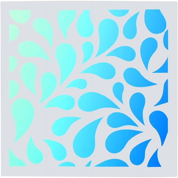 5Pcs 13x13cm Teardrop Stencils Geometric Pattern Templates Reusable Washable Plastic Square Drawing Stencils Sign on Wood Wall Floor Furniture Fabric Scrapbook Card DIY Crafts Mixed Color 1bag