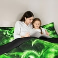 thumbnail image 4 of Homewish Green Dragon 7pcs Bedding Comforter Set,Magic Animal Queen Bedding Sets,Starry Night Queen Sheet Sets For Boys Teens,Luxury Bedroom Decor Reversible, 4 of 8