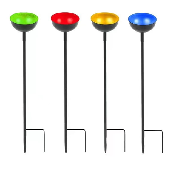 Bearachild 4 comederos metálicos para pájaros de patio, de colores surtidos, con estacas resistentes en forma de U que mantienen la estabilidad Jardín y Patio