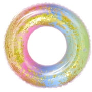 Kmbangi Swim Ring, Gradient Color Sequins Life Ring Inflatable Pool Floats