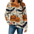 thumbnail image 4 of HomeDM Halloween Women's Long Sleeve Sweatshirt Crew Neck Graphic Pullover Tops Holiday Outfits, 4 of 6