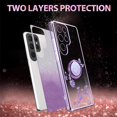 thumbnail image 6 of for Samsung Galaxy S25 Ultra (Not S25) 6.8" Case, Flowers Floral Design Bling Clear Glitter Sparkle Diamond Soft TPU Silicone Cover with Ring Kickstand for Samsung Galaxy S25 Ultra HSF-Purple, 6 of 14