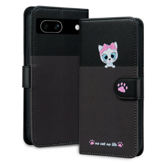 Compatible with Google Pixel 7A Cute Animals Pattern Wallet Case with Card Slots Flip Cover