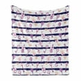 thumbnail image 1 of Retro Soft Flannel Fleece Blanket, Old Medieval Vintage Keys with Ribbons and Diamonds Striped Pattern in French Style, Cozy Plush for Indoor and Outdoor Use, 70" x 90", Purple Blue, by Ambesonne, 1 of 6
